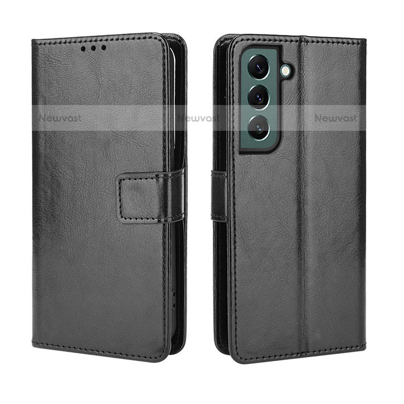 Leather Case Stands Flip Cover Holder BY5 for Samsung Galaxy S23 5G Black