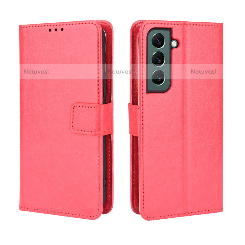 Leather Case Stands Flip Cover Holder BY5 for Samsung Galaxy S23 5G Red