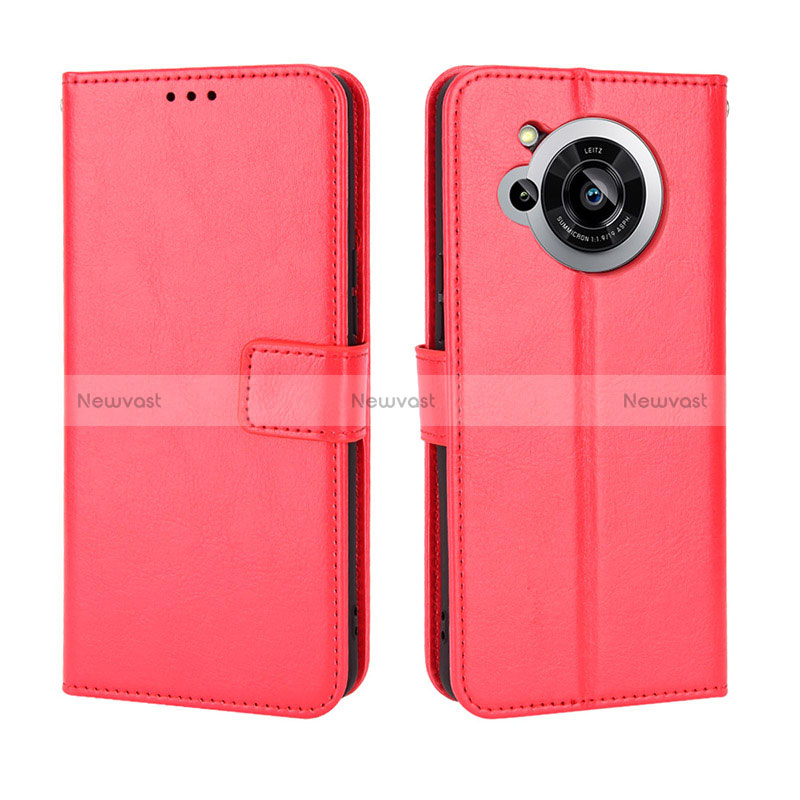 Leather Case Stands Flip Cover Holder BY5 for Sharp Aquos R7 Red