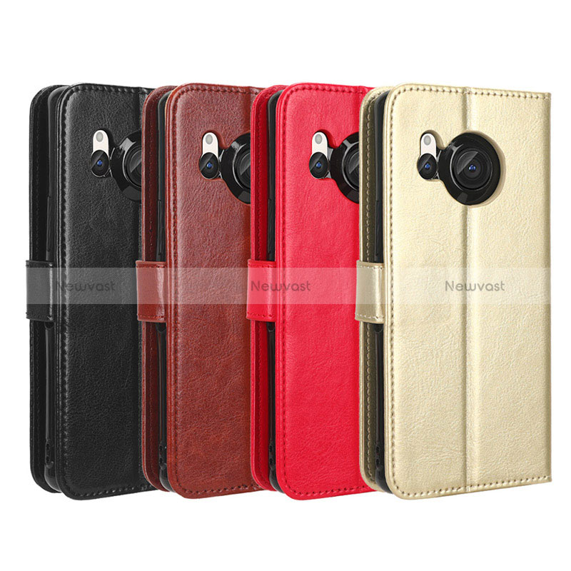 Leather Case Stands Flip Cover Holder BY5 for Sharp Aquos R8