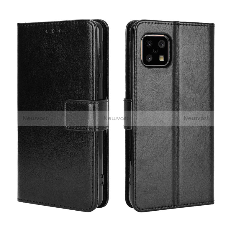 Leather Case Stands Flip Cover Holder BY5 for Sharp Aquos Sense4 Basic