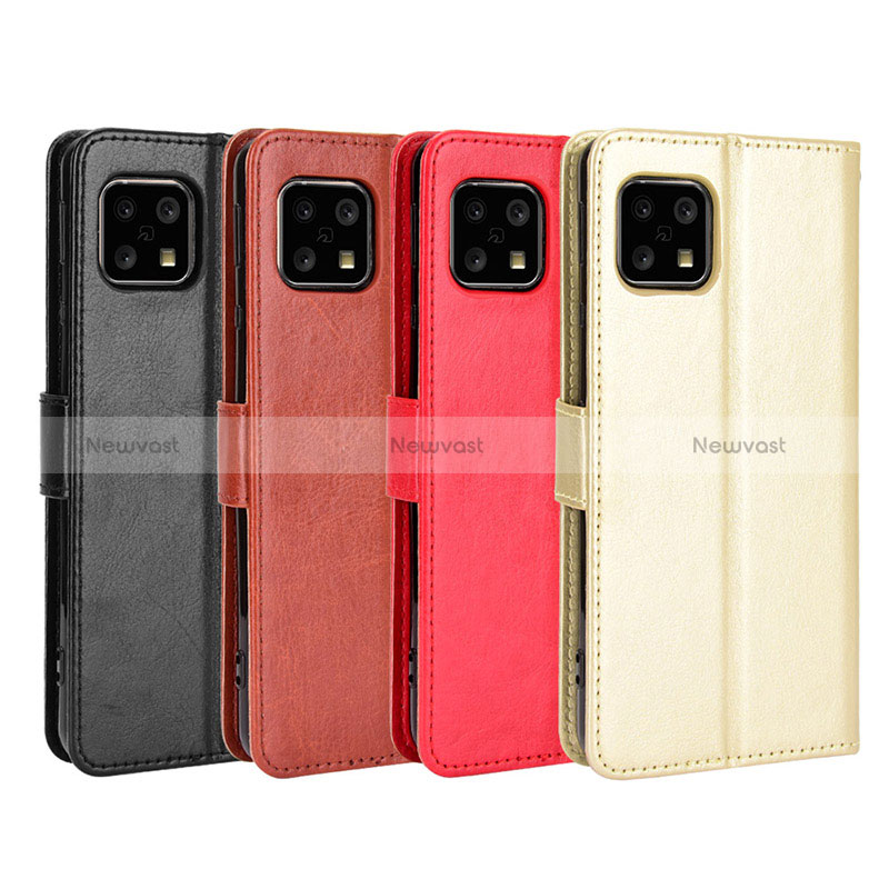 Leather Case Stands Flip Cover Holder BY5 for Sharp Aquos Sense4 Lite