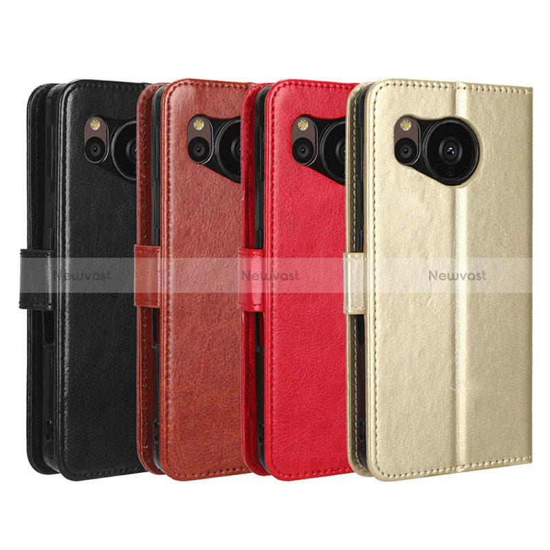 Leather Case Stands Flip Cover Holder BY5 for Sharp Aquos Sense7 Plus