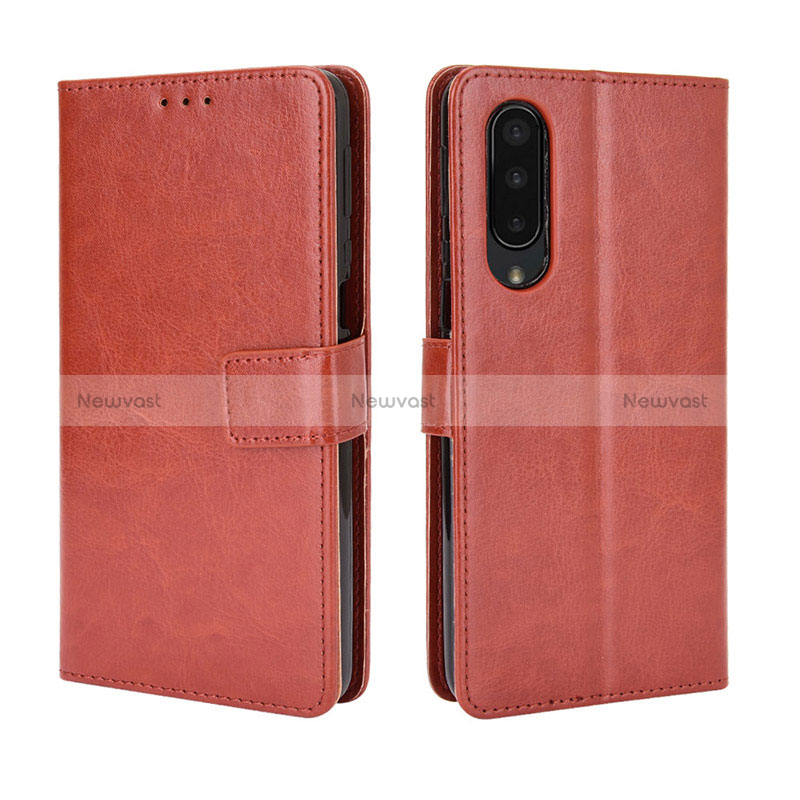 Leather Case Stands Flip Cover Holder BY5 for Sharp Aquos Zero5G basic Brown