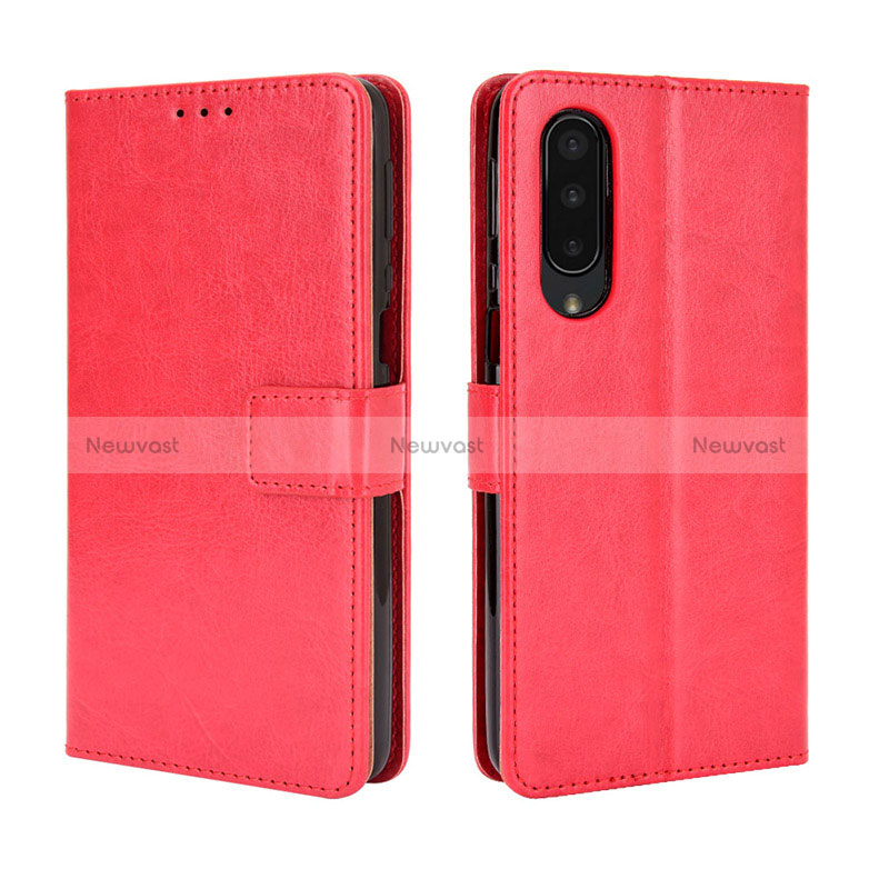 Leather Case Stands Flip Cover Holder BY5 for Sharp Aquos Zero5G basic Red