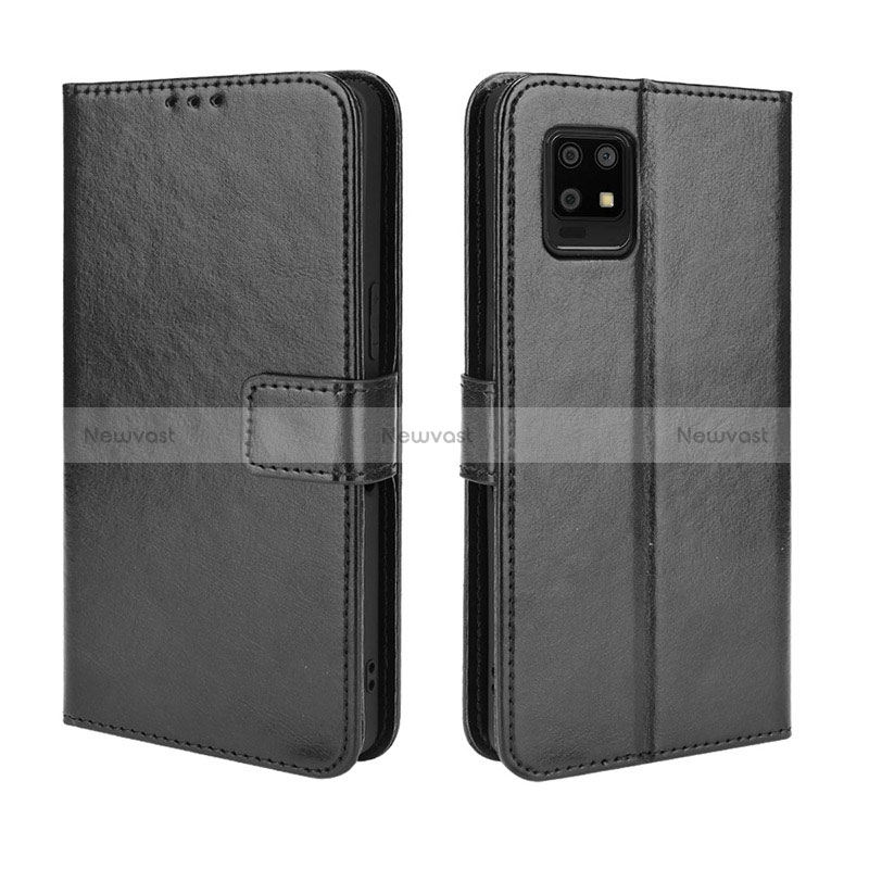 Leather Case Stands Flip Cover Holder BY5 for Sharp Aquos Zero6 Black