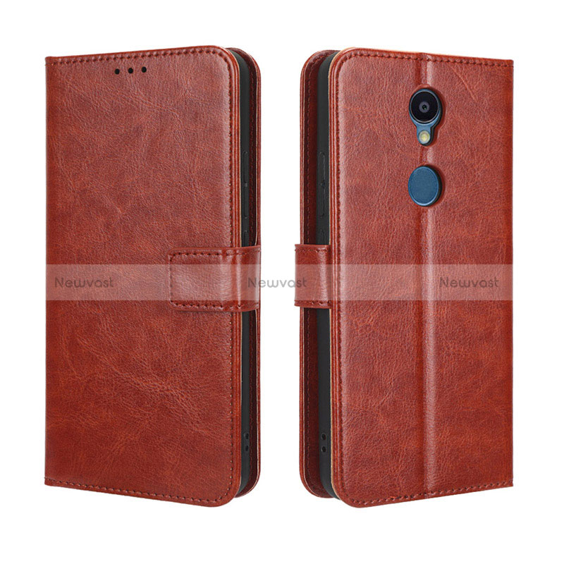 Leather Case Stands Flip Cover Holder BY5 for Sharp Rouvo V Brown