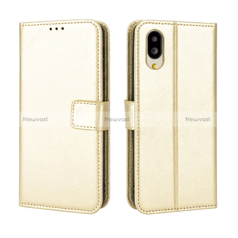 Leather Case Stands Flip Cover Holder BY5 for Sharp Simple Sumaho 6 Gold