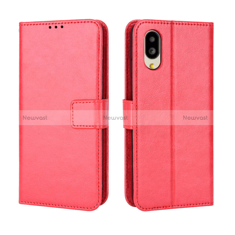 Leather Case Stands Flip Cover Holder BY5 for Sharp Simple Sumaho 6 Red