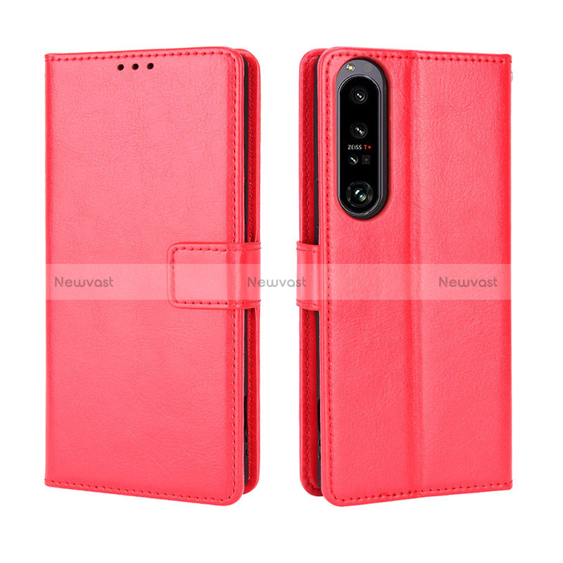 Leather Case Stands Flip Cover Holder BY5 for Sony Xperia 1 IV