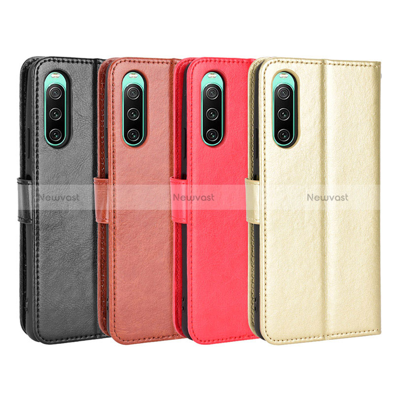 Leather Case Stands Flip Cover Holder BY5 for Sony Xperia 10 IV