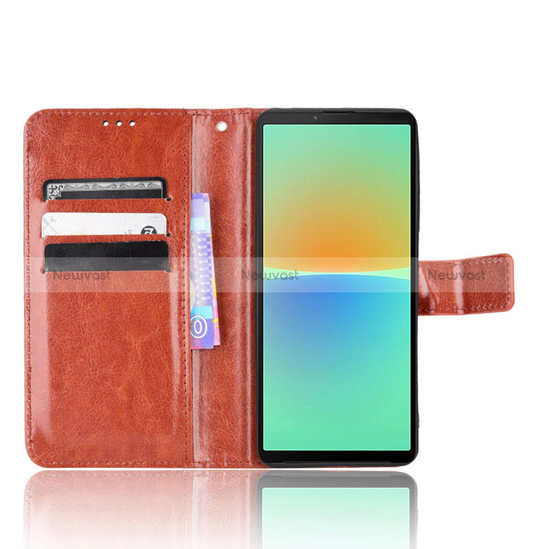 Leather Case Stands Flip Cover Holder BY5 for Sony Xperia 10 IV