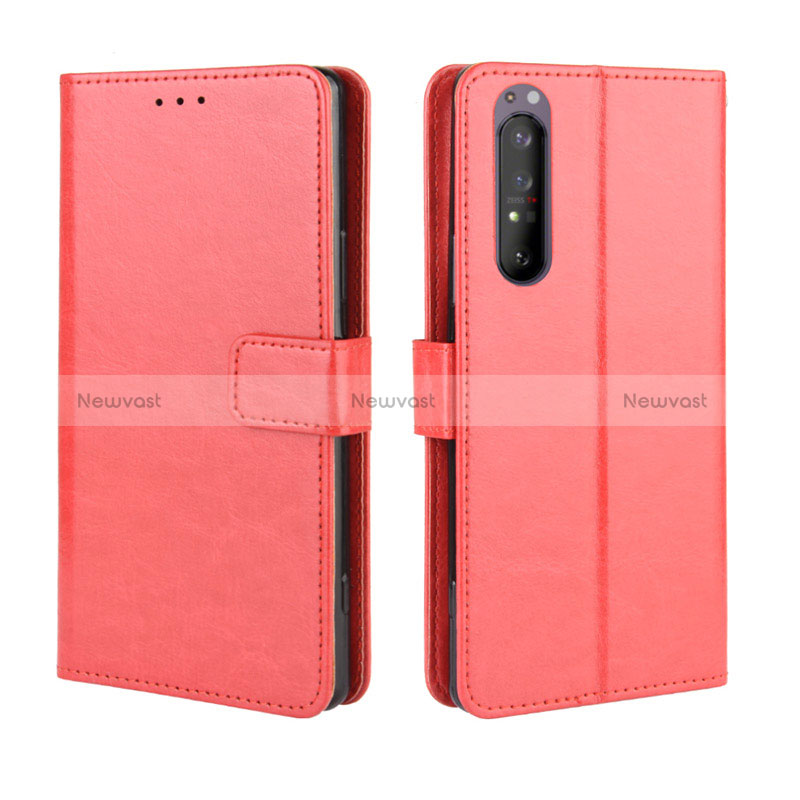 Leather Case Stands Flip Cover Holder BY5 for Sony Xperia 5 II Red