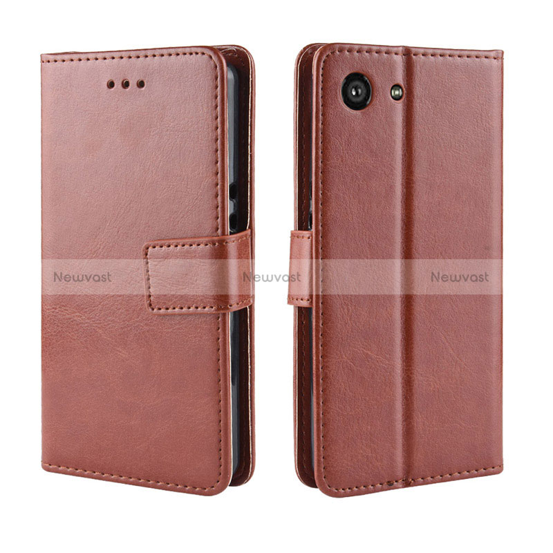 Leather Case Stands Flip Cover Holder BY5 for Sony Xperia Ace Brown