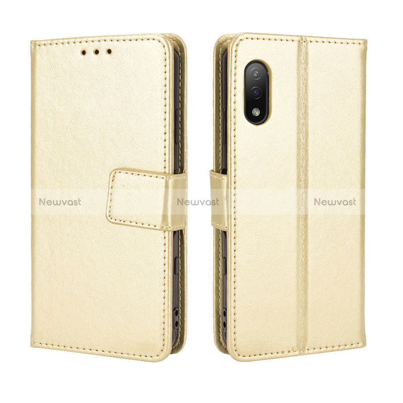 Leather Case Stands Flip Cover Holder BY5 for Sony Xperia Ace II SO-41B Gold