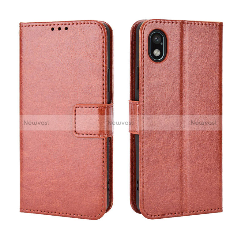 Leather Case Stands Flip Cover Holder BY5 for Sony Xperia Ace III Brown