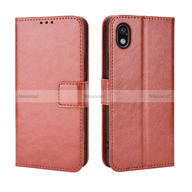 Leather Case Stands Flip Cover Holder BY5 for Sony Xperia Ace III SO-53C Brown