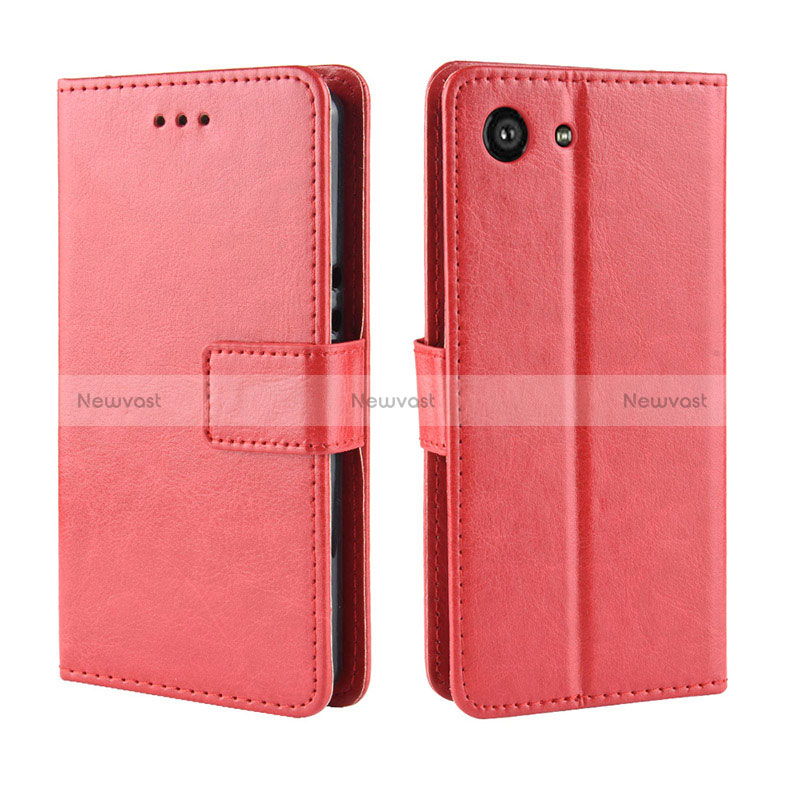 Leather Case Stands Flip Cover Holder BY5 for Sony Xperia Ace Red