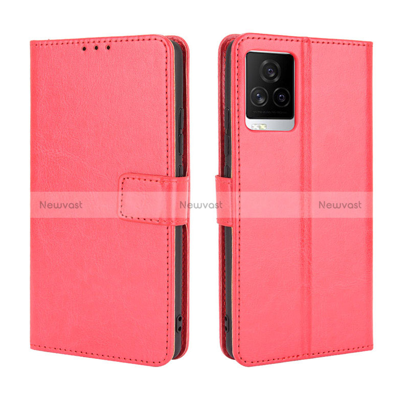 Leather Case Stands Flip Cover Holder BY5 for Vivo iQOO 7 5G Red