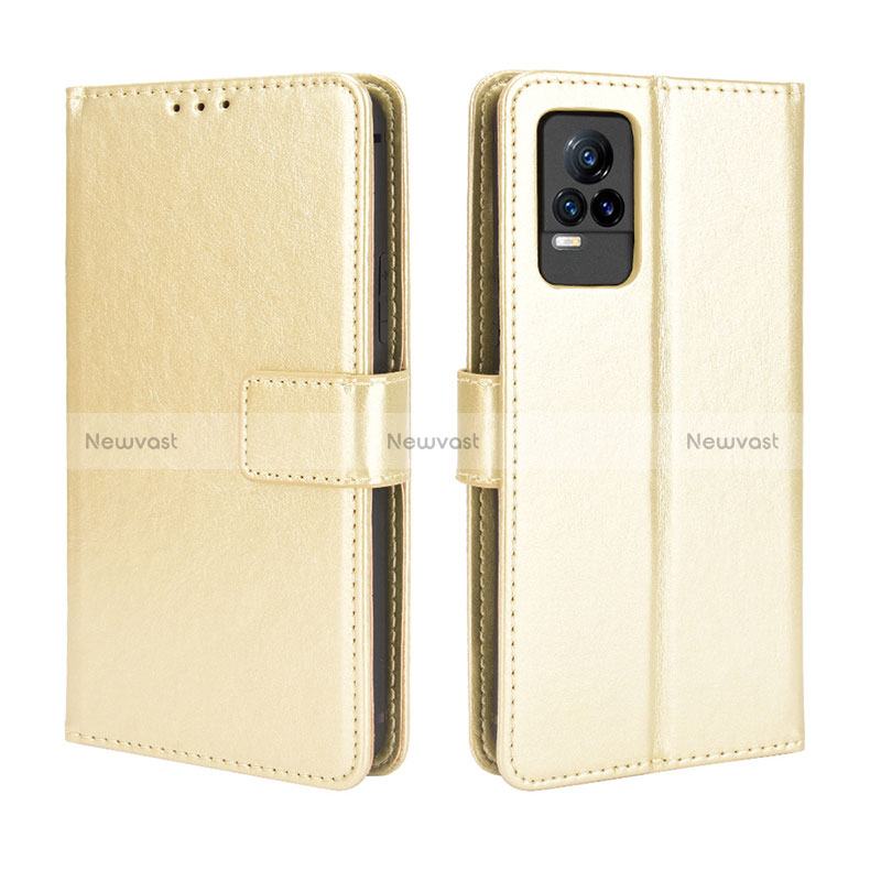 Leather Case Stands Flip Cover Holder BY5 for Vivo V21e 4G Gold