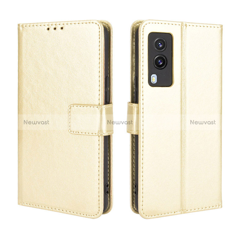 Leather Case Stands Flip Cover Holder BY5 for Vivo V21e 5G Gold