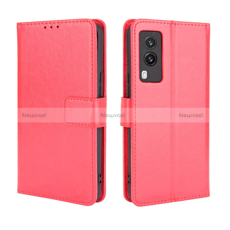 Leather Case Stands Flip Cover Holder BY5 for Vivo V21e 5G Red