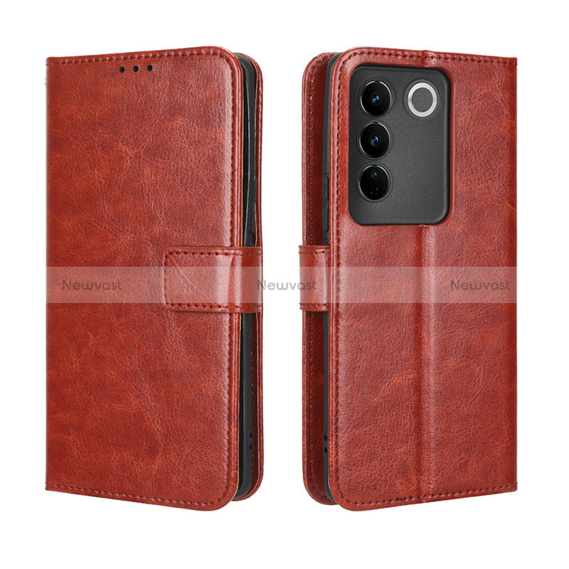 Leather Case Stands Flip Cover Holder BY5 for Vivo V27 5G