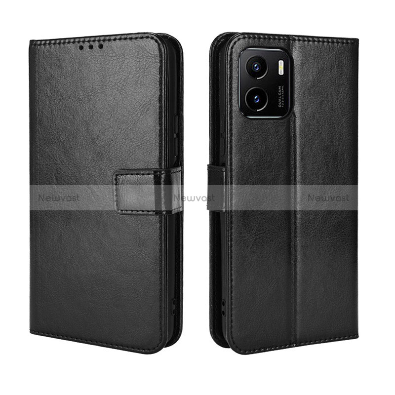 Leather Case Stands Flip Cover Holder BY5 for Vivo Y01A Black