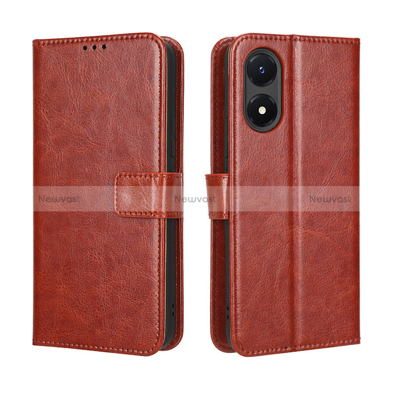 Leather Case Stands Flip Cover Holder BY5 for Vivo Y02S