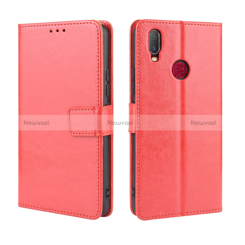 Leather Case Stands Flip Cover Holder BY5 for Vivo Y11 Red