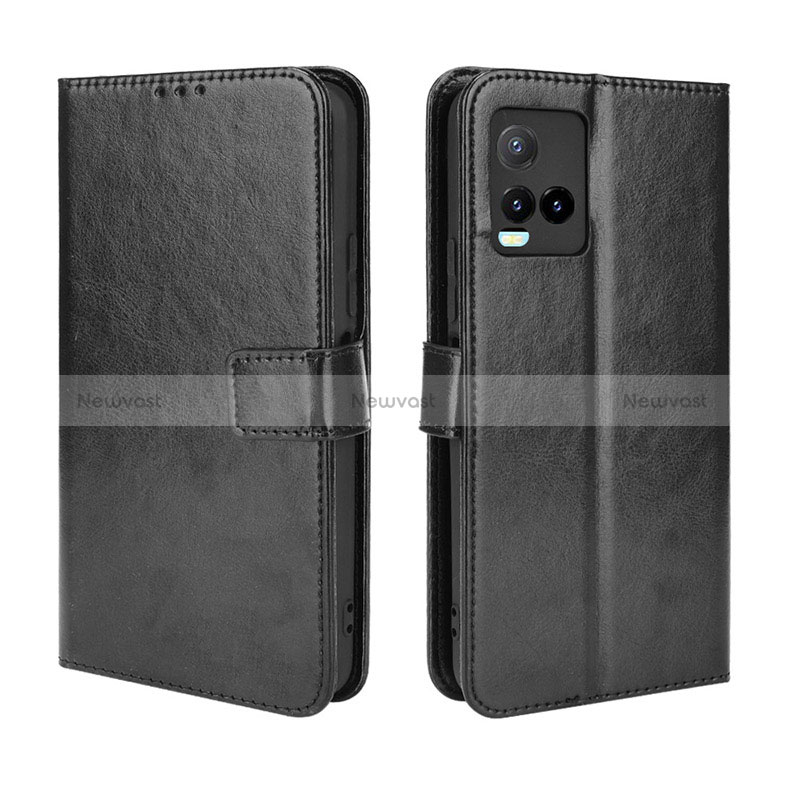 Leather Case Stands Flip Cover Holder BY5 for Vivo Y21 Black