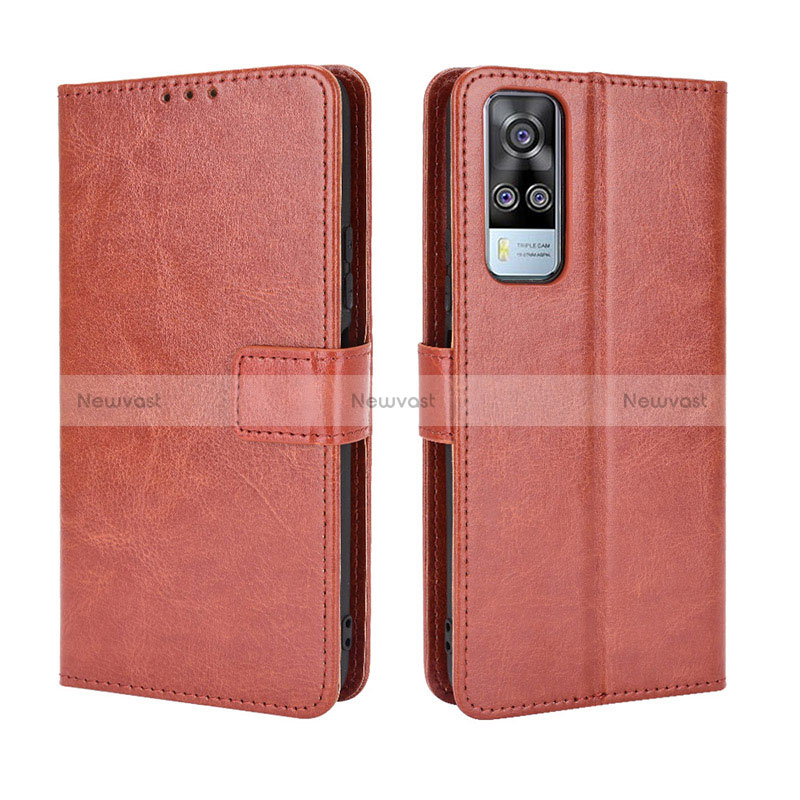 Leather Case Stands Flip Cover Holder BY5 for Vivo Y51 (2021)