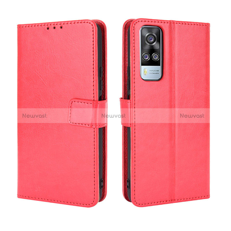 Leather Case Stands Flip Cover Holder BY5 for Vivo Y51A Red