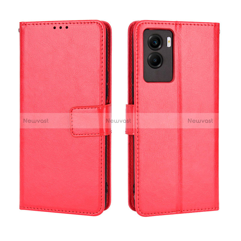 Leather Case Stands Flip Cover Holder BY5 for Vivo Y55s (2021) Red