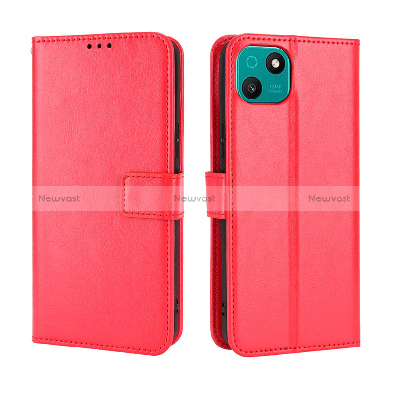 Leather Case Stands Flip Cover Holder BY5 for Wiko T10 Red