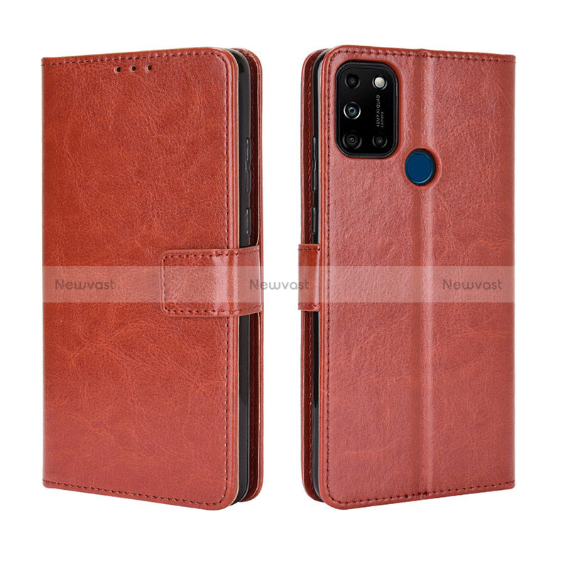 Leather Case Stands Flip Cover Holder BY5 for Wiko View5 Plus Brown