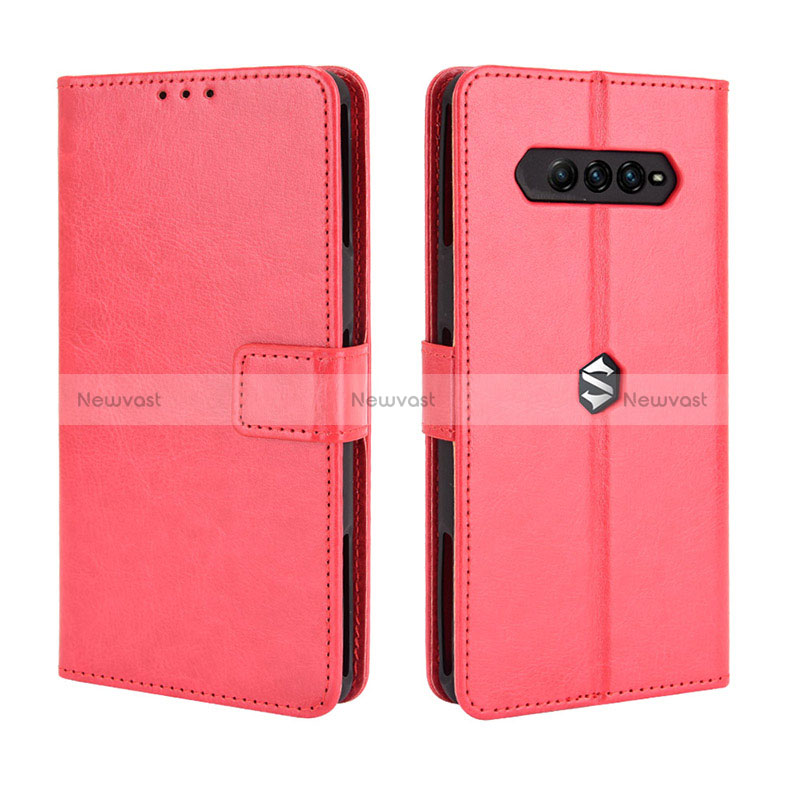 Leather Case Stands Flip Cover Holder BY5 for Xiaomi Black Shark 4 Pro 5G Red