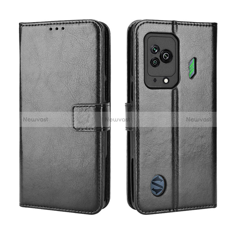 Leather Case Stands Flip Cover Holder BY5 for Xiaomi Black Shark 5 5G Black