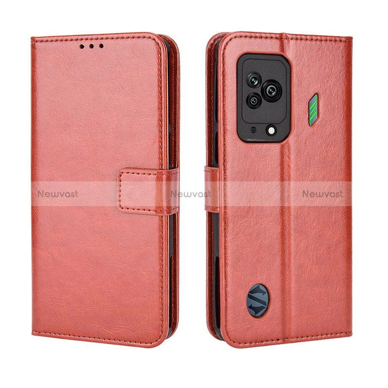 Leather Case Stands Flip Cover Holder BY5 for Xiaomi Black Shark 5 5G Brown