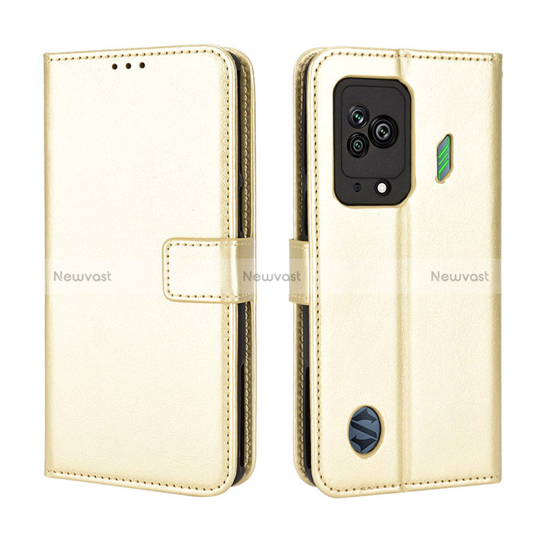 Leather Case Stands Flip Cover Holder BY5 for Xiaomi Black Shark 5 5G Gold