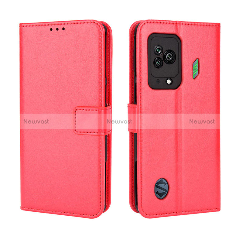 Leather Case Stands Flip Cover Holder BY5 for Xiaomi Black Shark 5 5G Red