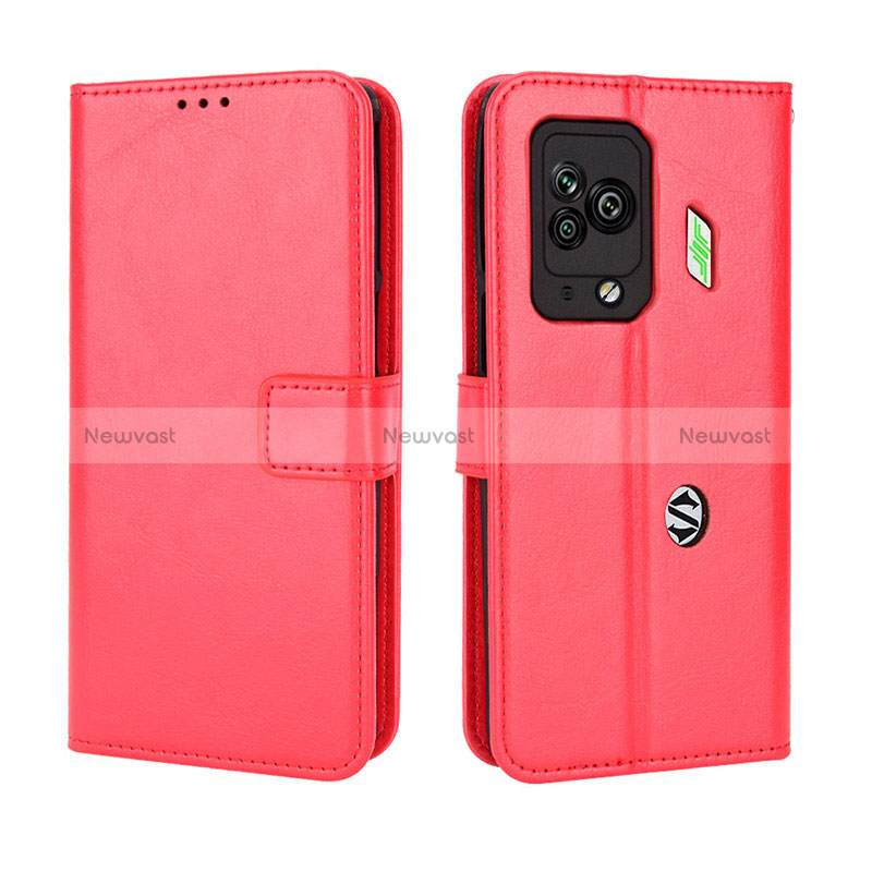 Leather Case Stands Flip Cover Holder BY5 for Xiaomi Black Shark 5 Pro 5G Red