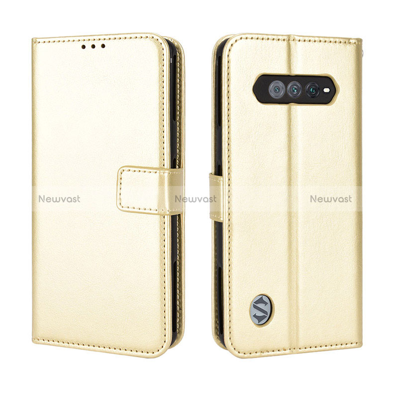 Leather Case Stands Flip Cover Holder BY5 for Xiaomi Black Shark 5 RS 5G Gold