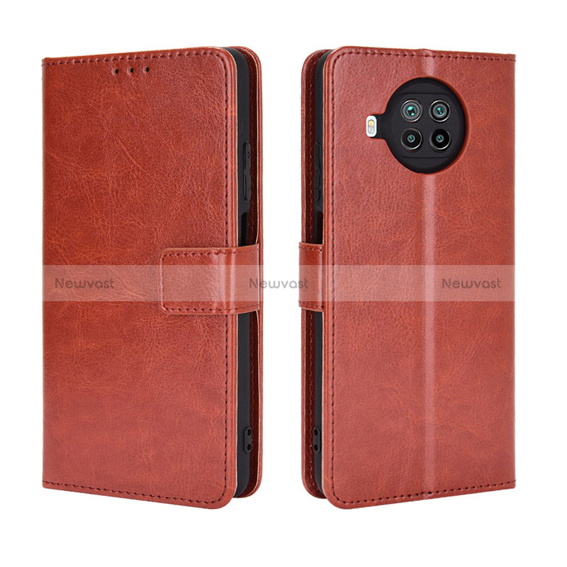 Leather Case Stands Flip Cover Holder BY5 for Xiaomi Mi 10i 5G Brown