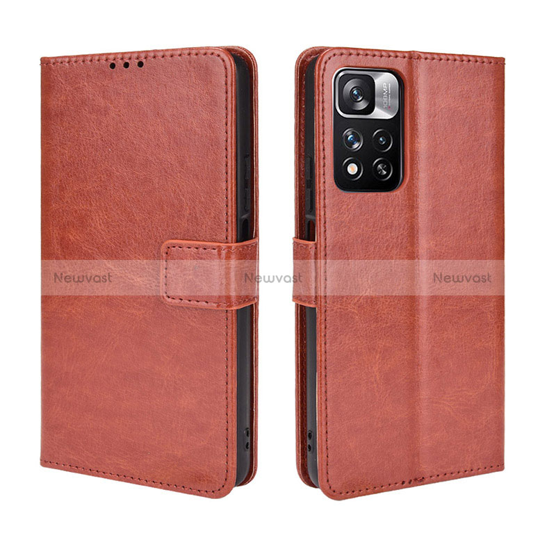 Leather Case Stands Flip Cover Holder BY5 for Xiaomi Mi 11i 5G (2022) Brown