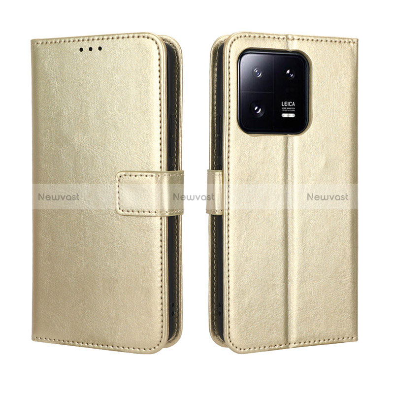 Leather Case Stands Flip Cover Holder BY5 for Xiaomi Mi 13 Pro 5G Gold