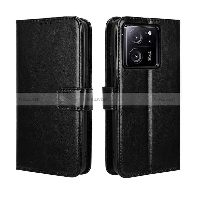 Leather Case Stands Flip Cover Holder BY5 for Xiaomi Mi 13T 5G Black