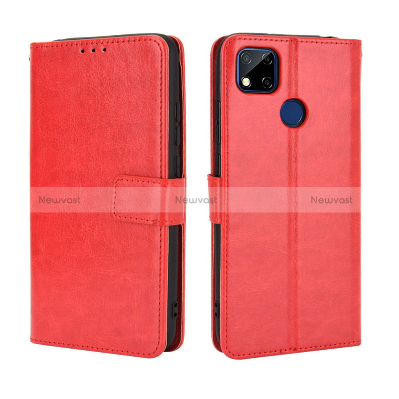 Leather Case Stands Flip Cover Holder BY5 for Xiaomi POCO C3 Red