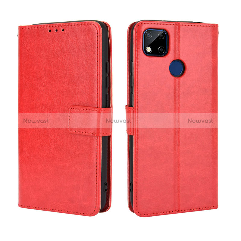 Leather Case Stands Flip Cover Holder BY5 for Xiaomi POCO C31 Red