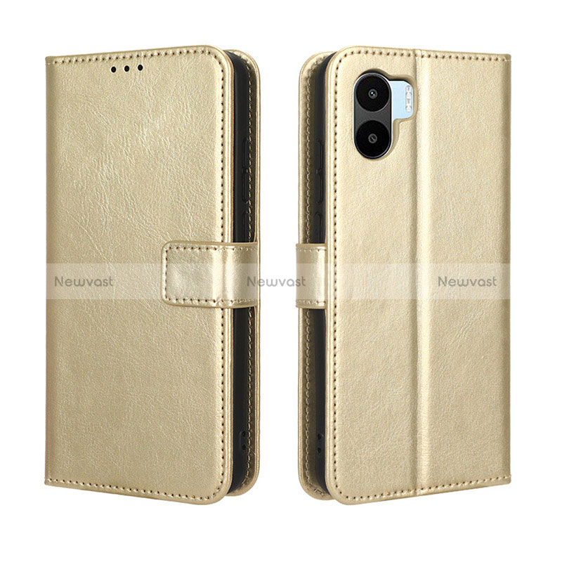 Leather Case Stands Flip Cover Holder BY5 for Xiaomi Poco C50 Gold